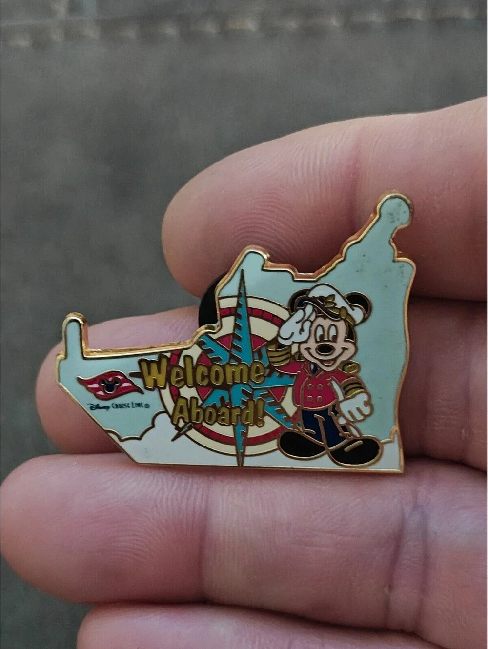 2008 Disney Cruise Line Gold Tone Enamel Pin Featuring Captain Mickey Mouse